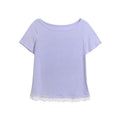 Purple T-Shirt with Elegant Lace Panel
