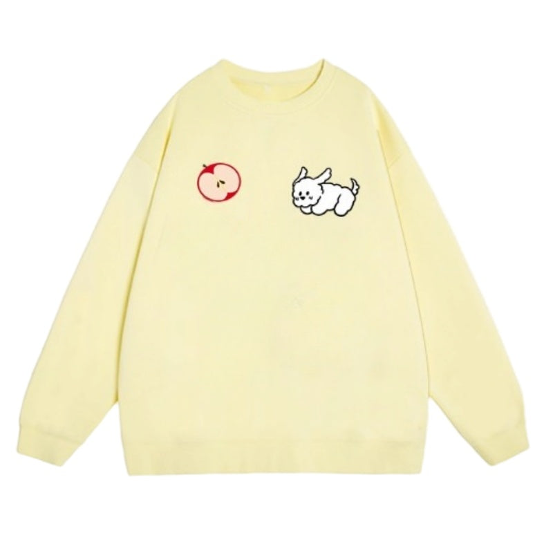 Loose-Fit Yellow Sweatshirt with Cute Design
