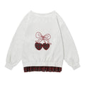 Fashion Sweatshirt with Red Plaid Cherry Design
