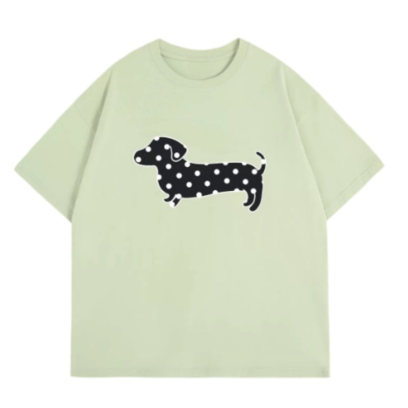Moss Green Polka Dot Dachshund Hip-Hop T-Shirt