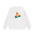 Cat-Print Light Street Sweatshirt – White